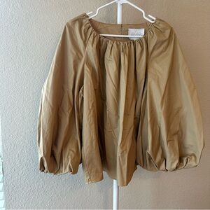 Anthropologie x Mare Mare beige puff sleeve blouse size medium NWT